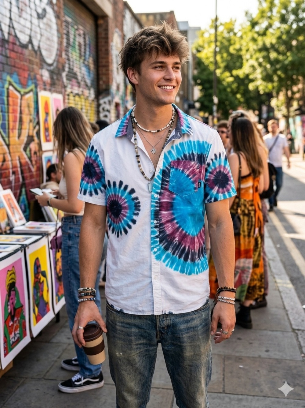 Vans Tie-Dye Short Sleeve Button-Up Shirt "New Age" Classic Fit - Medium